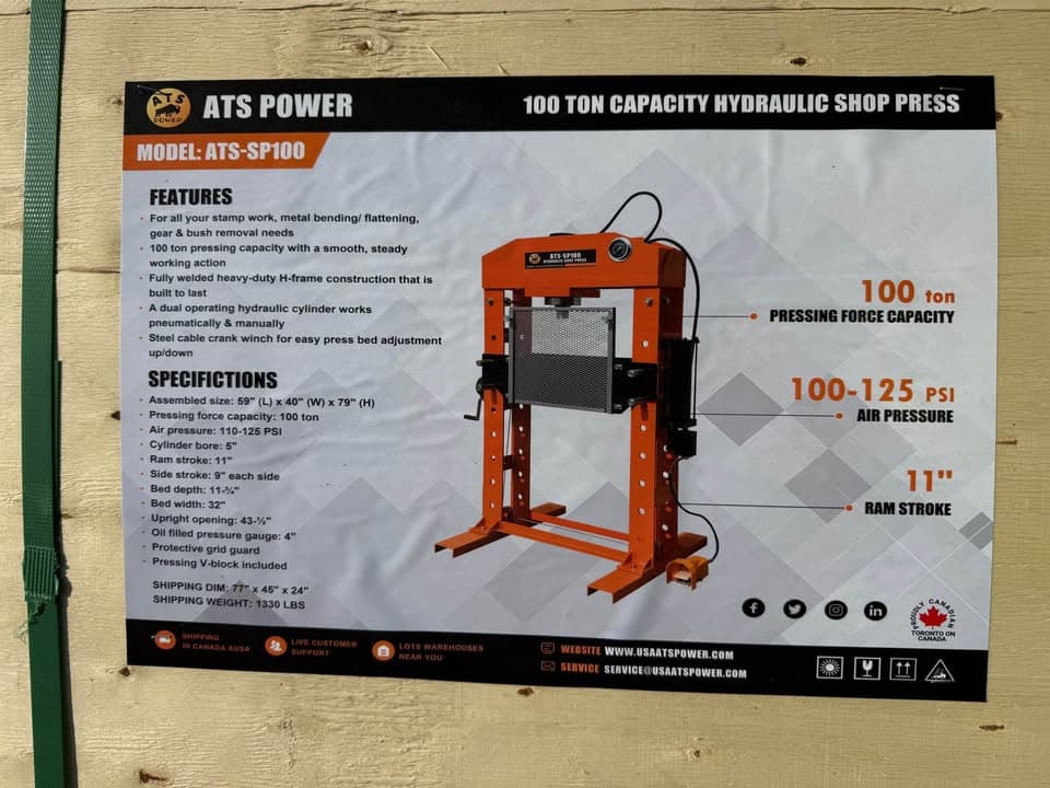 ATS 100 ton shop Press - image 1